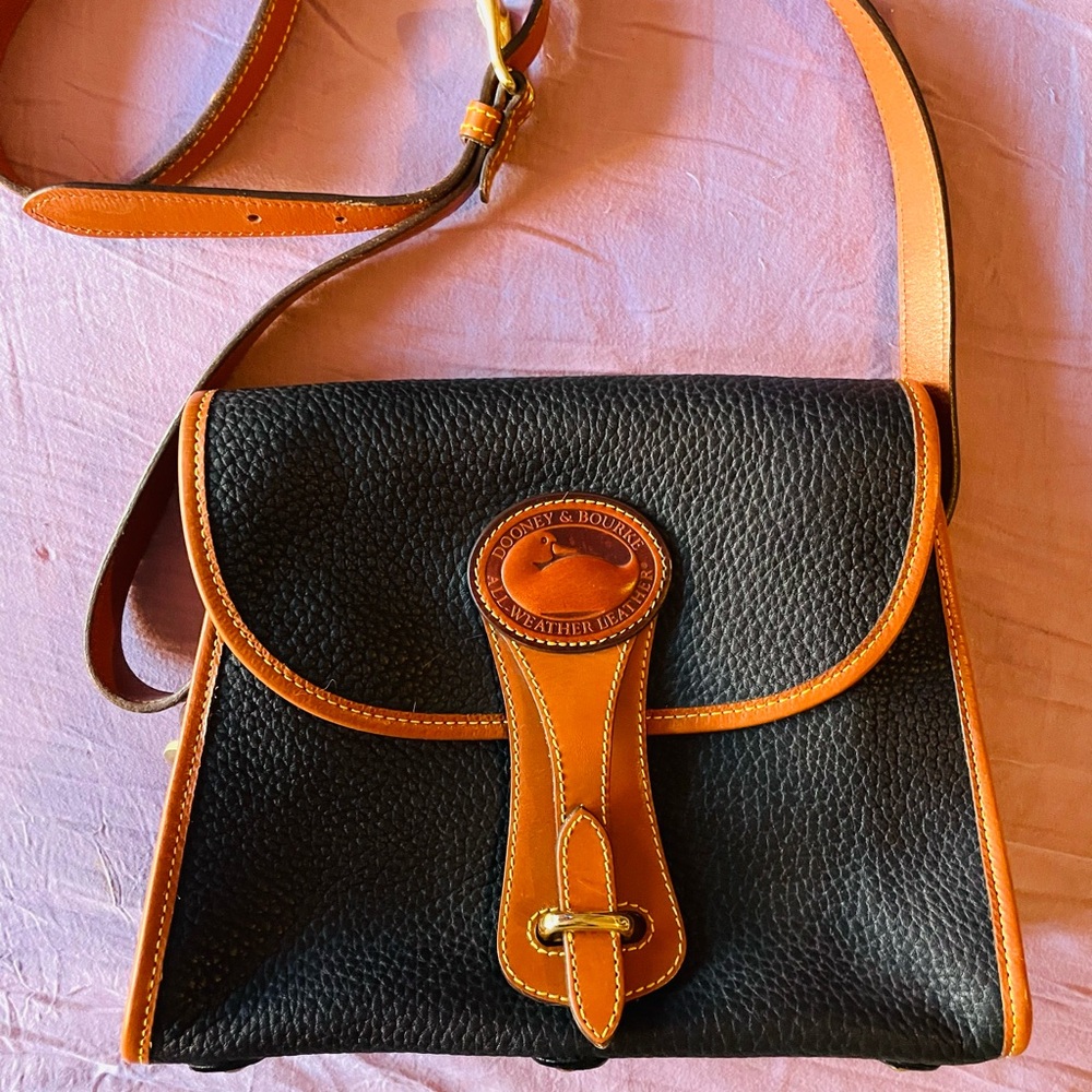 Dooney & Bourke Black and Tan Leather Crossbody Bag